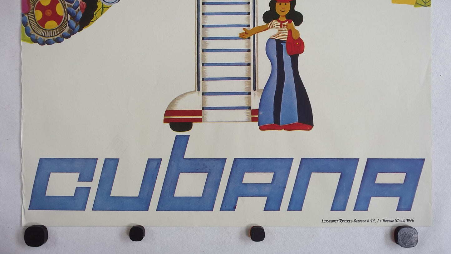 1976 Cuba Travel Poster Cubana - Original Vintage Poster