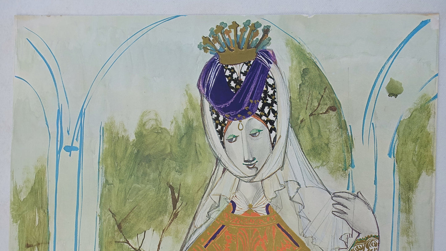 1970s "The Queen" - The Little Mermaid by Bjørn Wiinblad - Original Vintage Poster