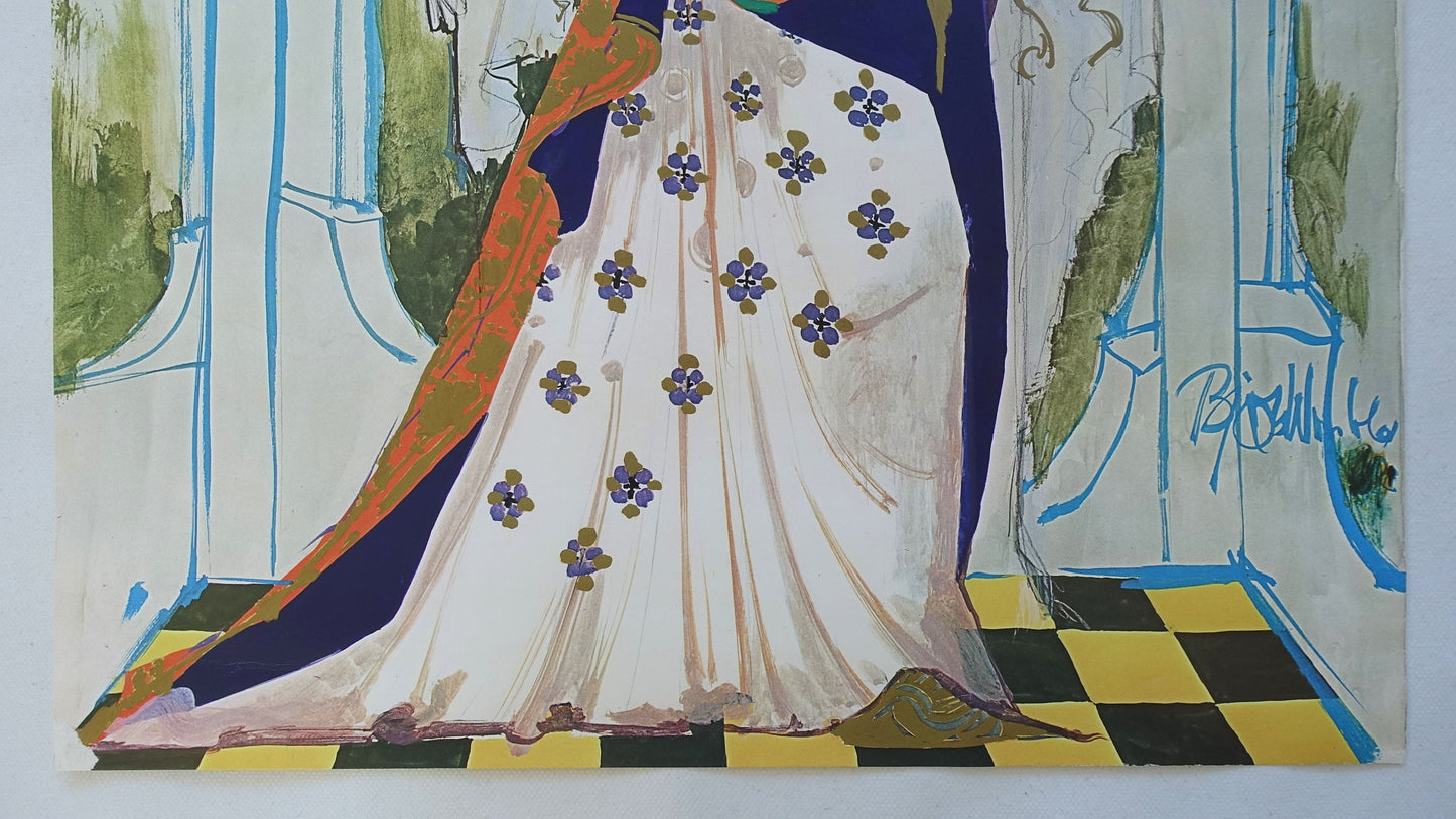 1970s "The Queen" - The Little Mermaid by Bjørn Wiinblad - Original Vintage Poster