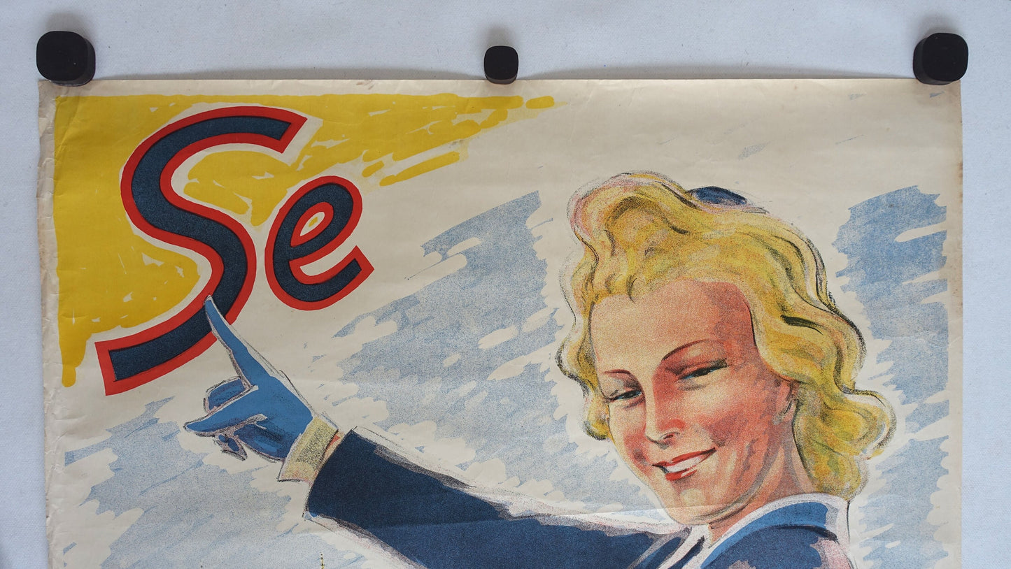 1940s Denmark Roskilde Travel Poster - Original Vintage Poster