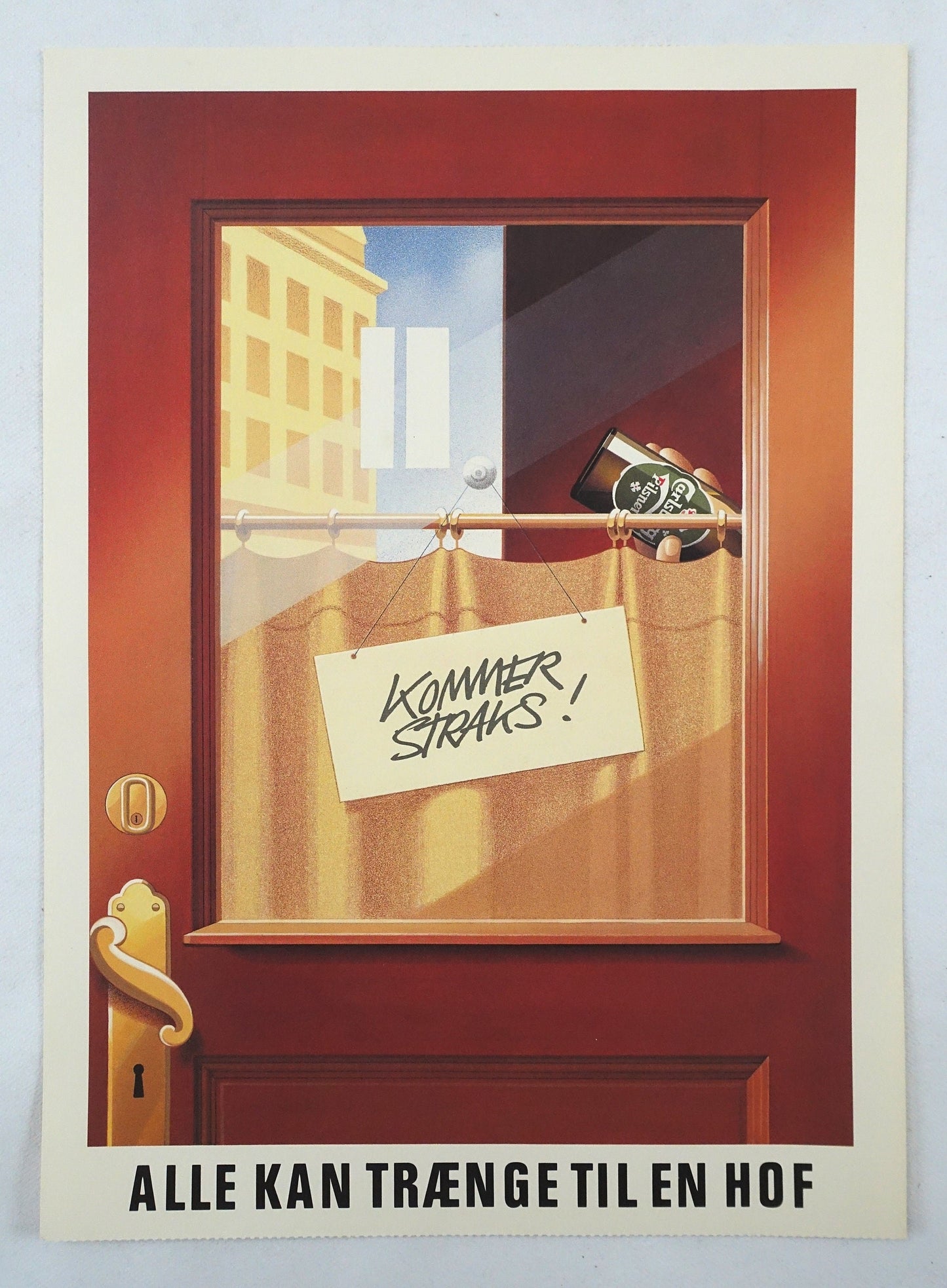 1980s Carlsberg Beer Ad by Joe Petagno (closed bar) - Original Vintage Poster