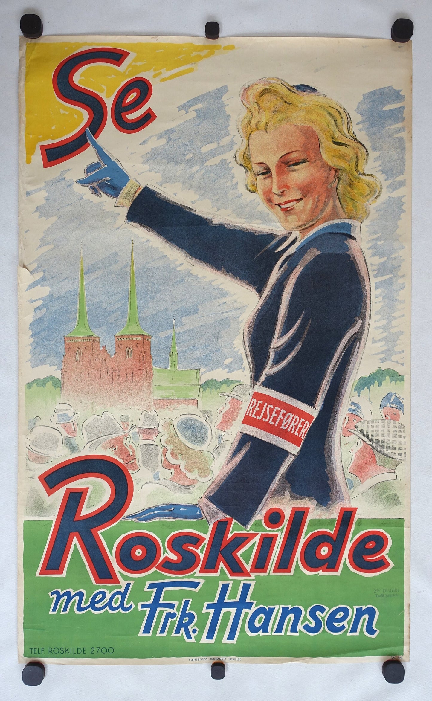 1940s Denmark Roskilde Travel Poster - Original Vintage Poster