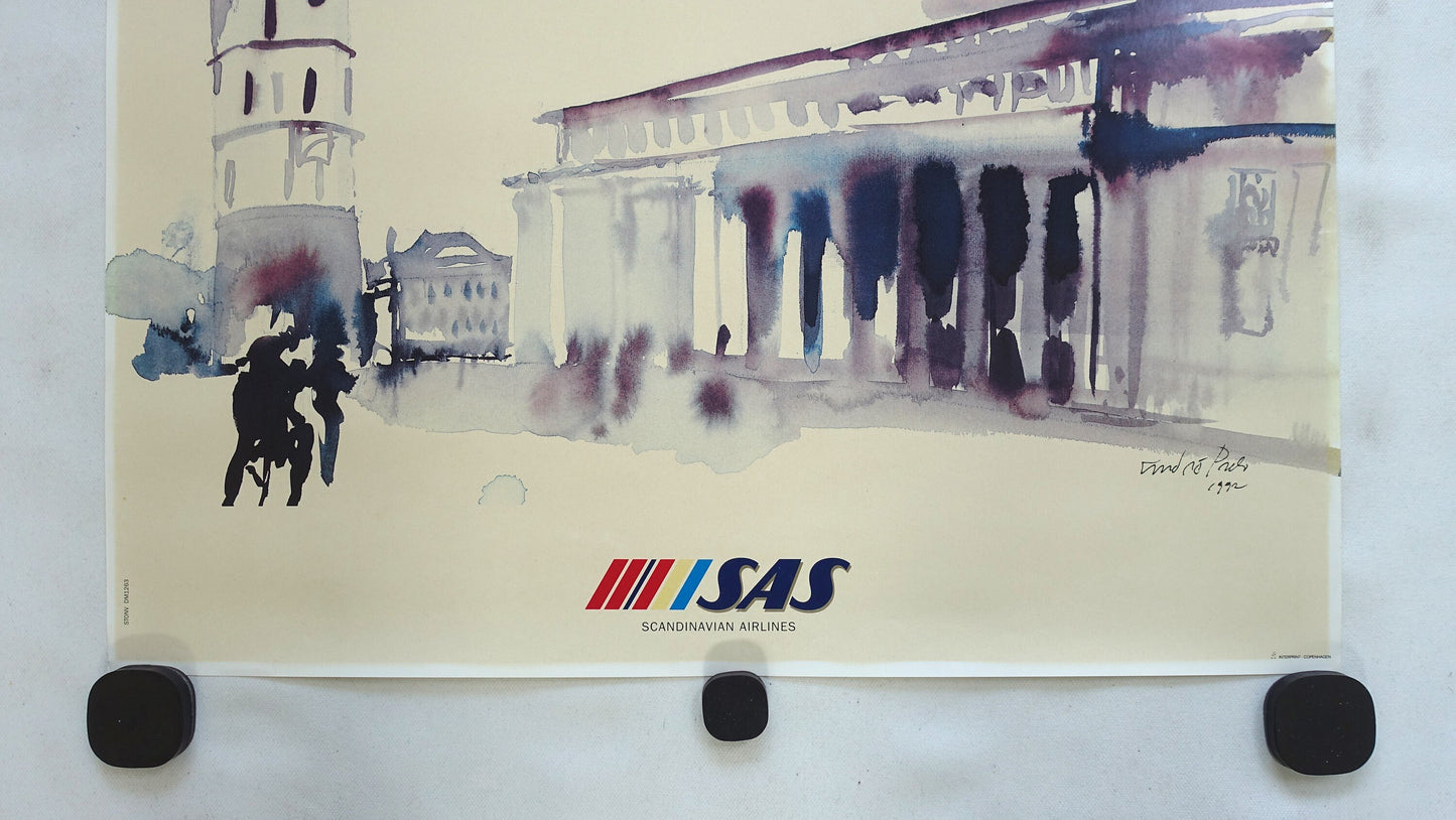 1992 Baltic States Travel Poster by Scandinavian Airlines - Original Vintage Poster