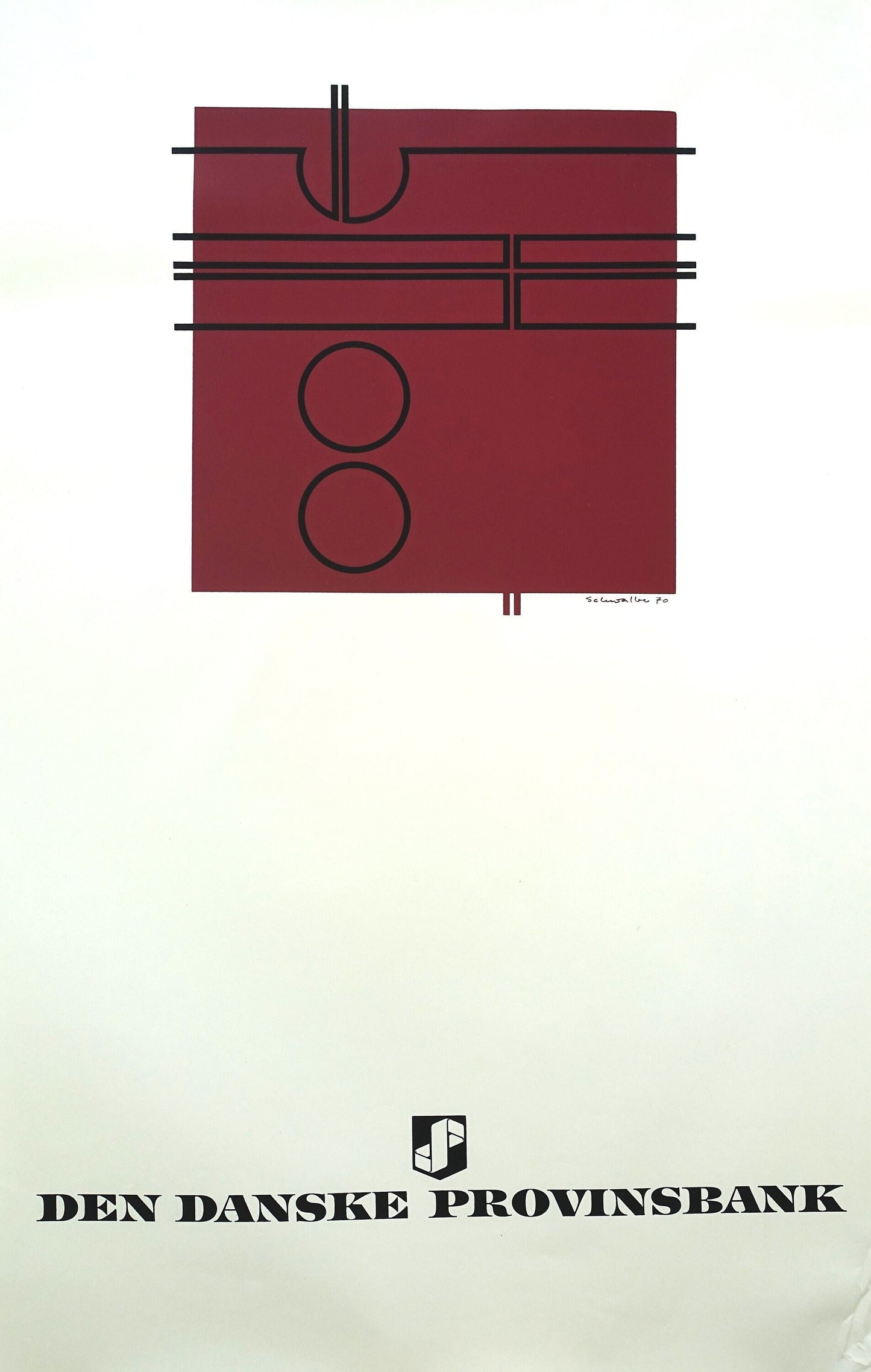 1970 Danish Modern Art (Rose) by Ole Schwalbe - Original Vintage Poster