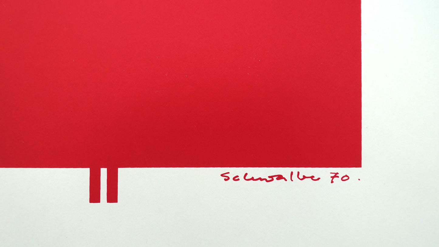 1970 Danish Modern Art (Red) by Ole Schwalbe - Original Vintage Poster