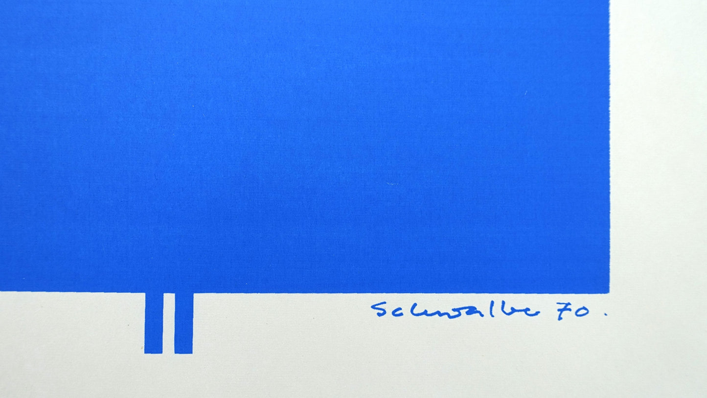 1970 Danish Modern Art (Blue) by Ole Schwalbe - Original Vintage Poster