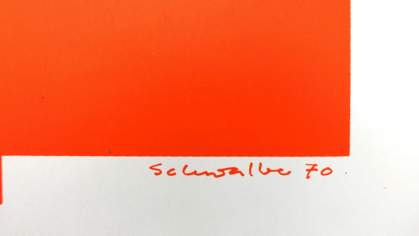 1970 Danish Modern Art (Orange) by Ole Schwalbe - Original Vintage Poster