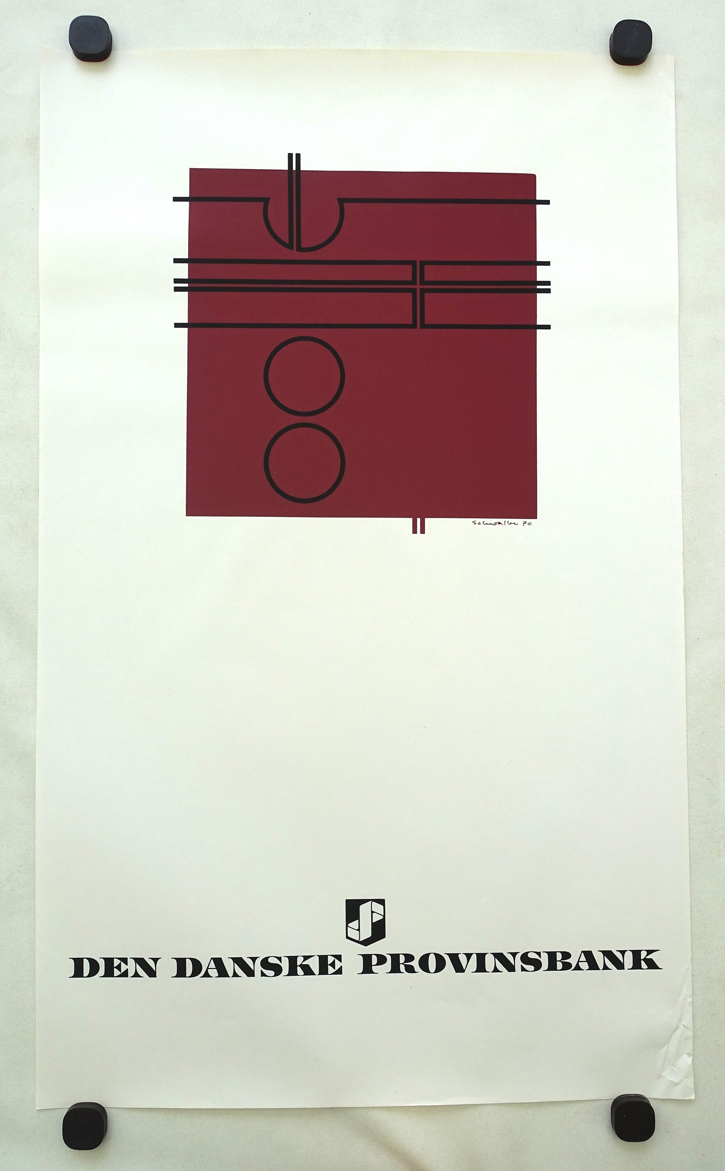 1970 Danish Modern Art (Rose) by Ole Schwalbe - Original Vintage Poster