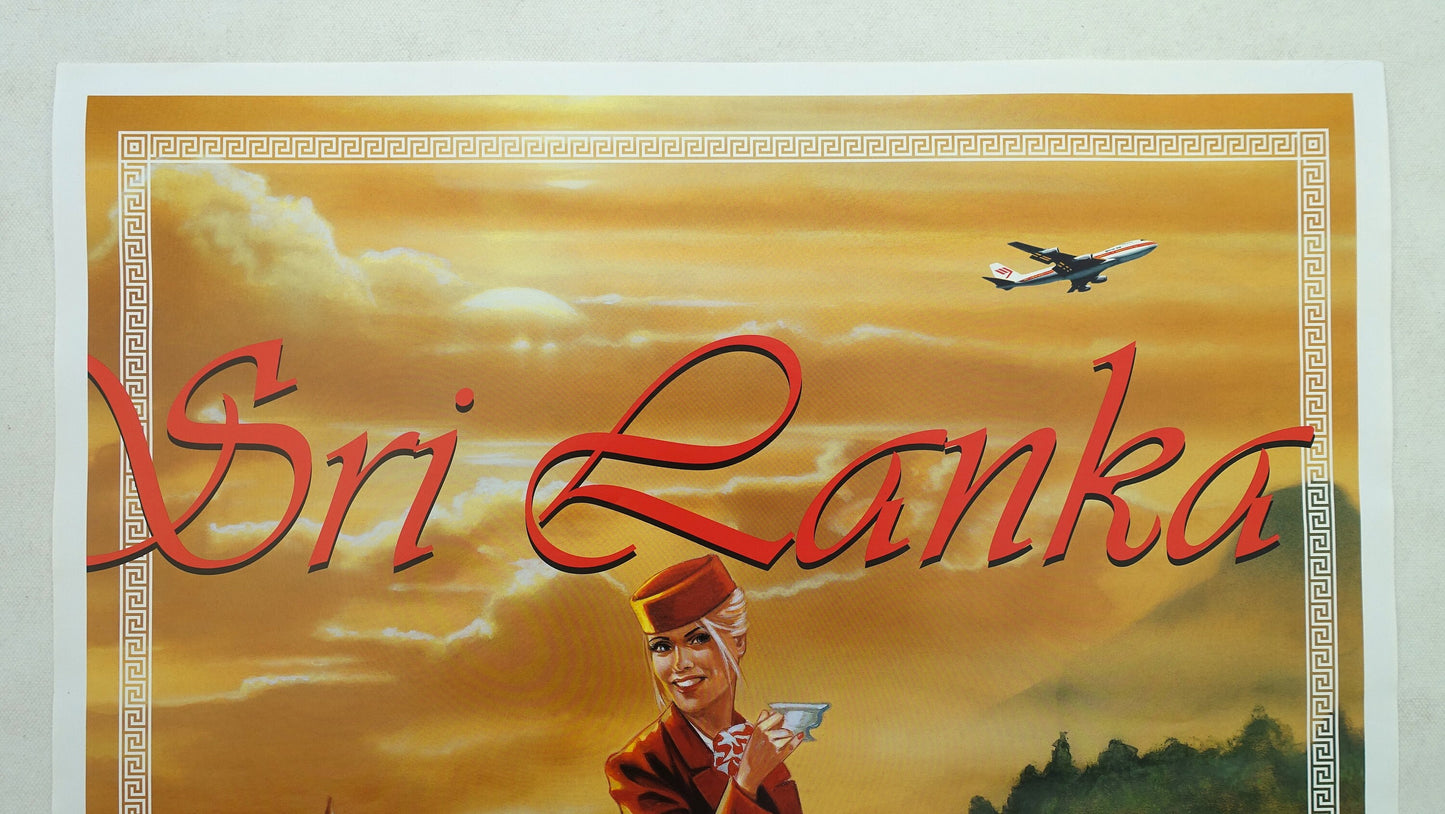 1970 Sri Lanka KLM Martinair Travel Poster - Original Vintage Poster