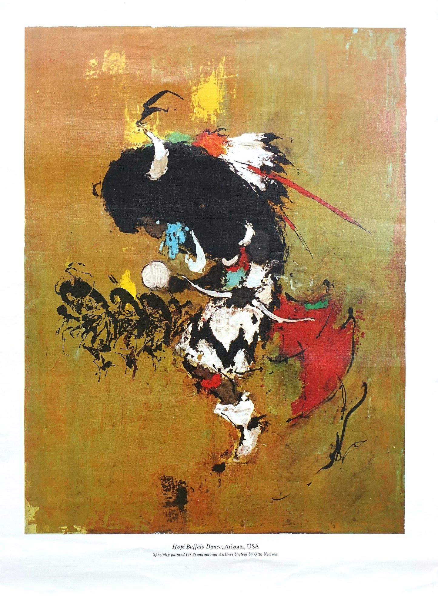 1966 SAS Airlines Poster (Hopi Buffalo Dance) - Original Vintage Poster