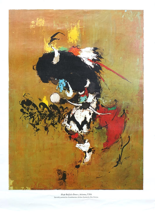 1966 SAS Airlines Poster (Hopi Buffalo Dance) - Original Vintage Poster
