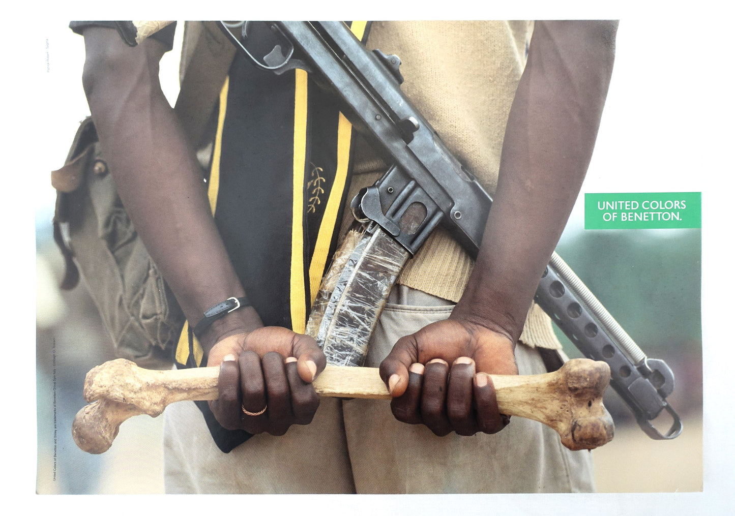1992 Benetton Advertisement "Solider With The Bone" - Original Vintage Poster