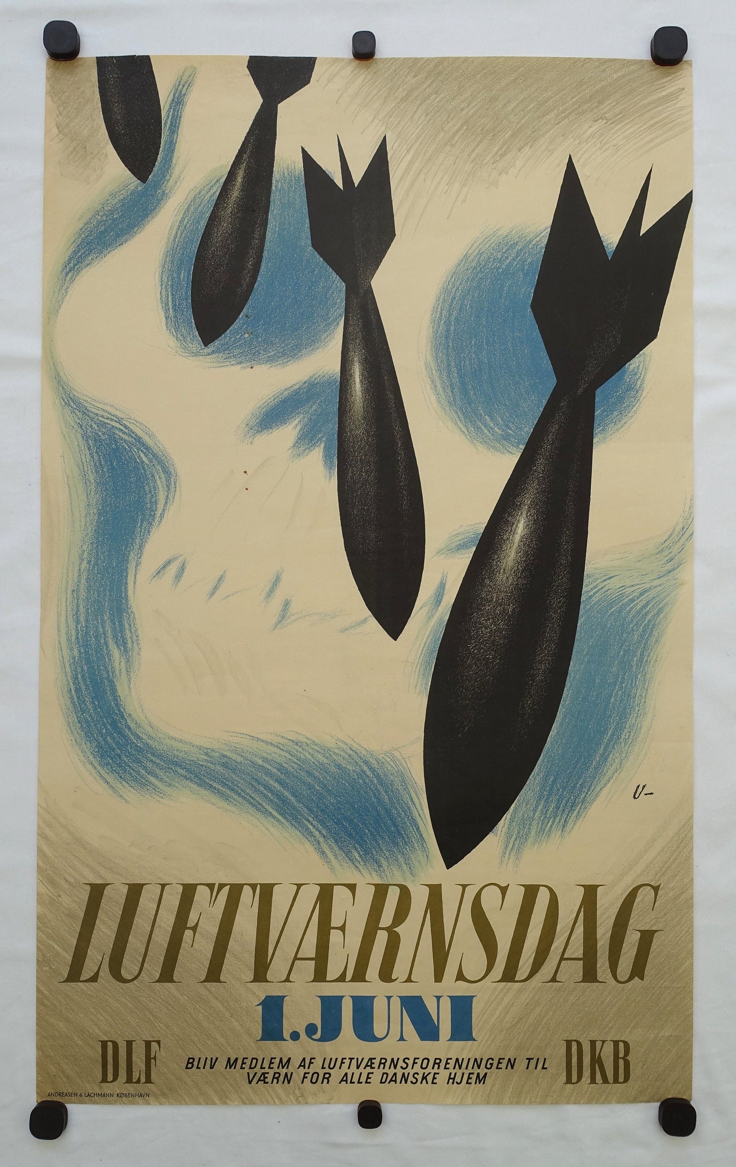1942 Bombs Luftværnsdag by Arne Ungermann - Original Vintage Poster