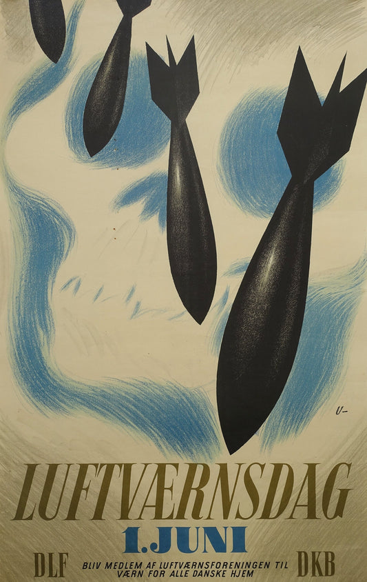 1942 Bombs Luftværnsdag by Arne Ungermann - Original Vintage Poster
