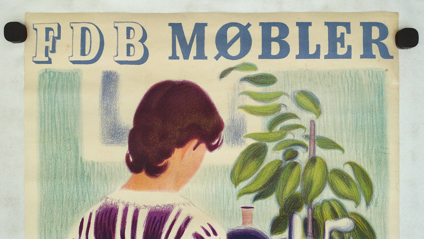 1949 Danish Design Chair for FDB - Original Vintage Poster
