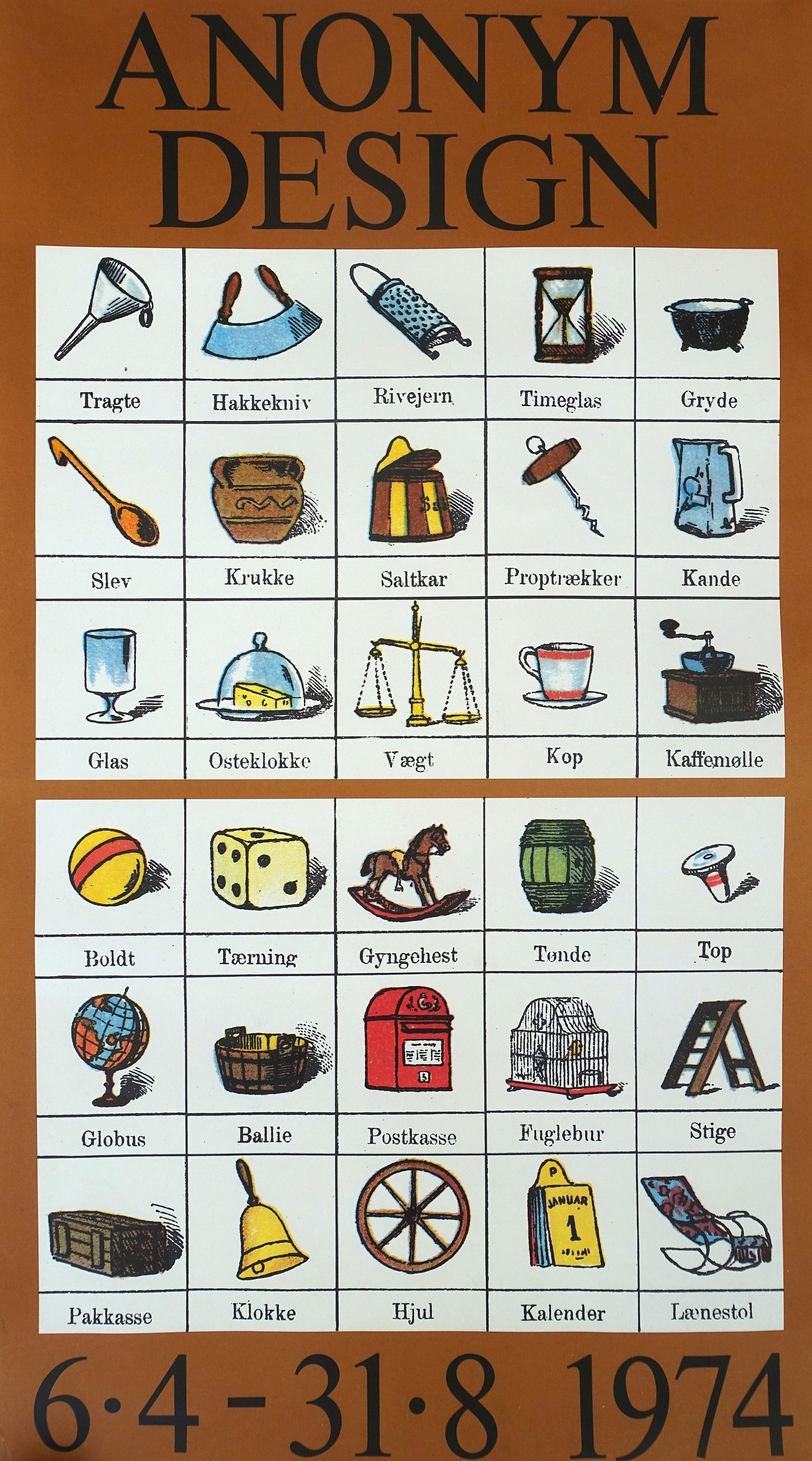 1974 Designs by unknown artists at Louisiana Danish Museum of Modern Art - Original Vintage Poster