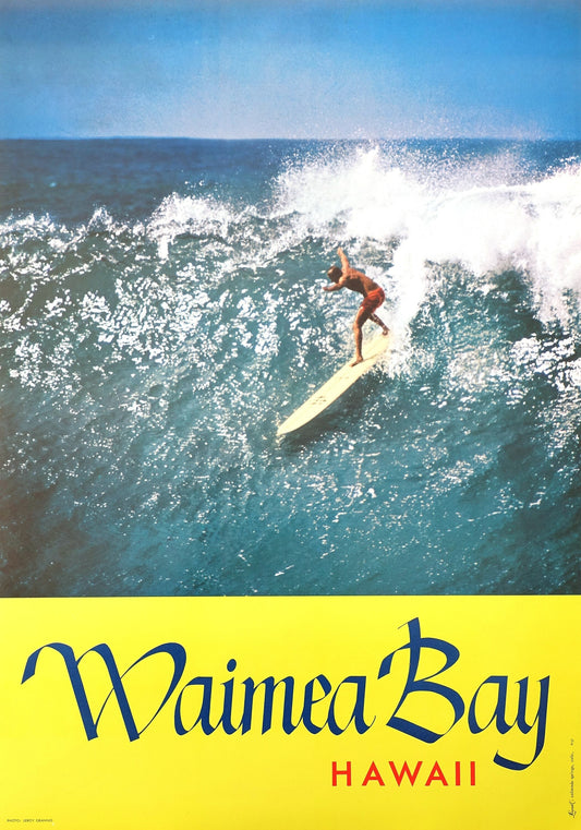 1960s Hawaii Waimea Bay feat. Mike Doyle - Original Vintage Poster