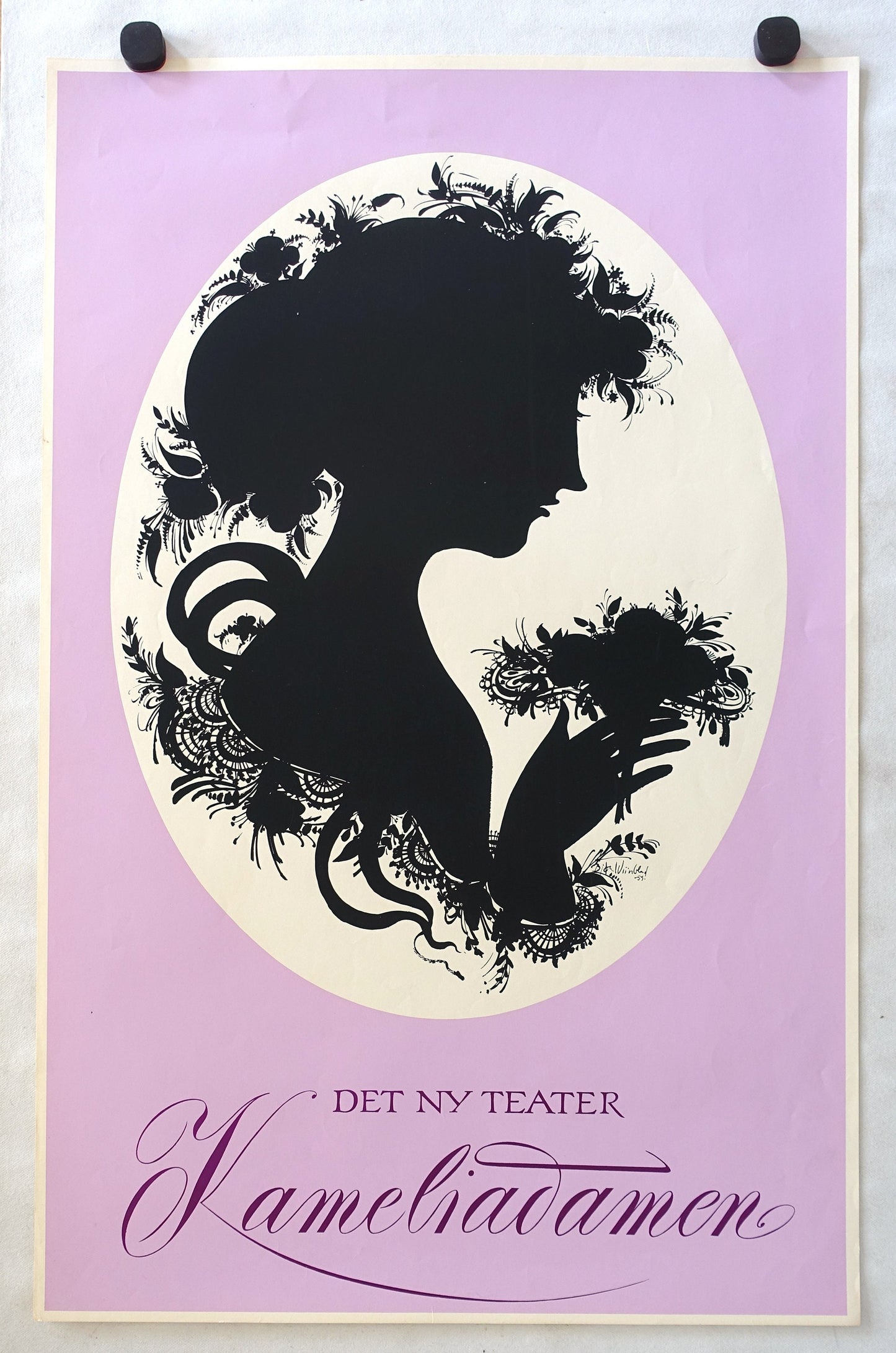 1959 Wiinblad's Lady of the Camellias (Pink Text Version) - Original Vintage Poster