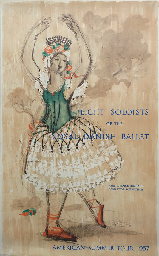 1957 Wiinblad Royal Danish Ballet (text version) - Original Vintage Poster