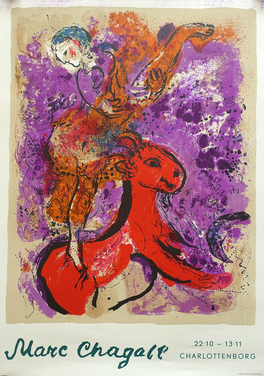 1960 Chagall Exhibition Poster Charlottenborg - Original Vintage Poster