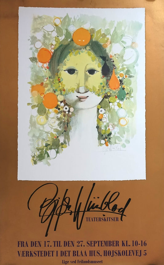 1980s Wiinblad Theatre Sketches Exhibition Poster Denmark - Original Vintage Poster