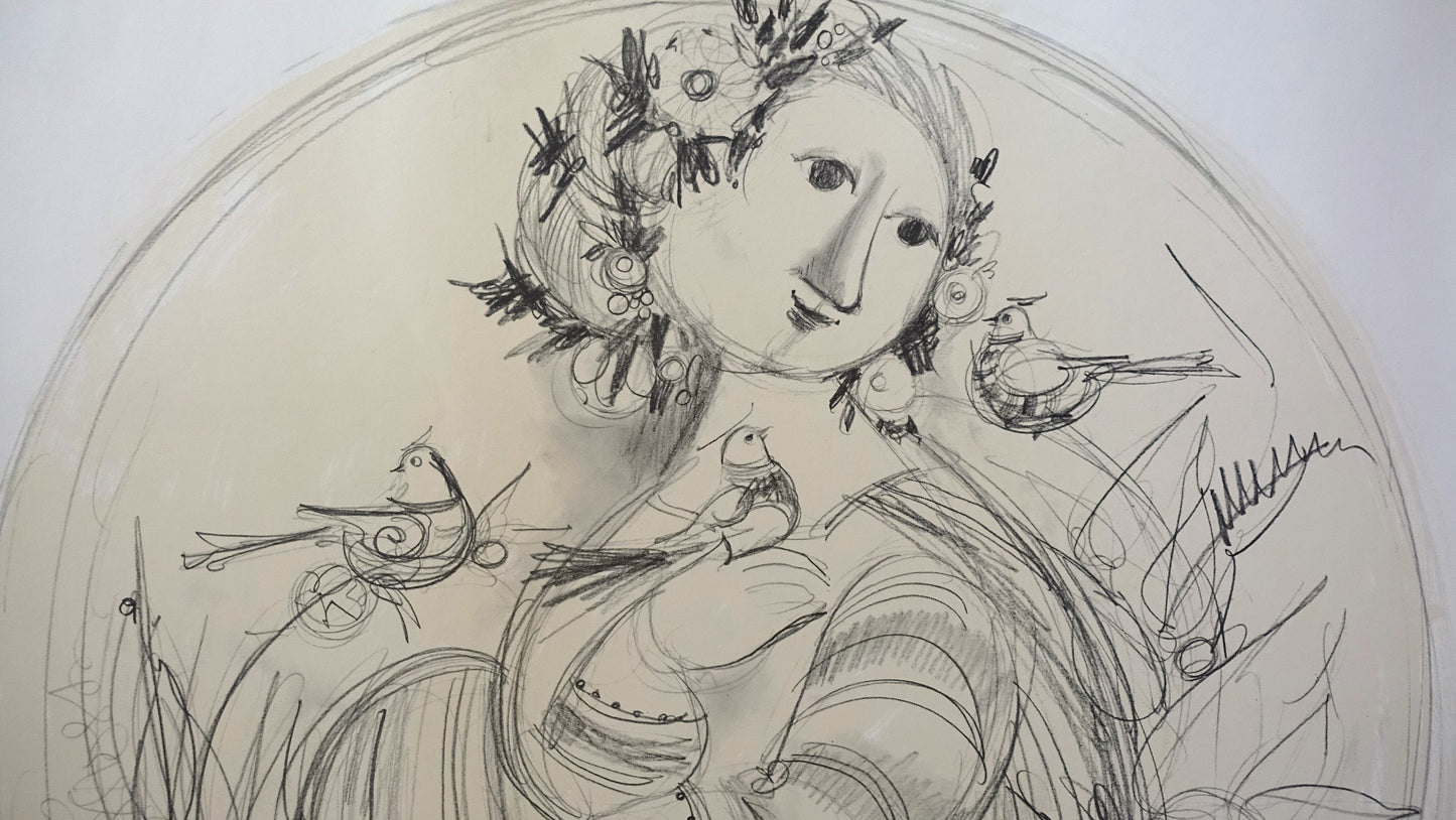 1960s Wiinblad Portrait Sketch Susanna - Original Vintage Poster