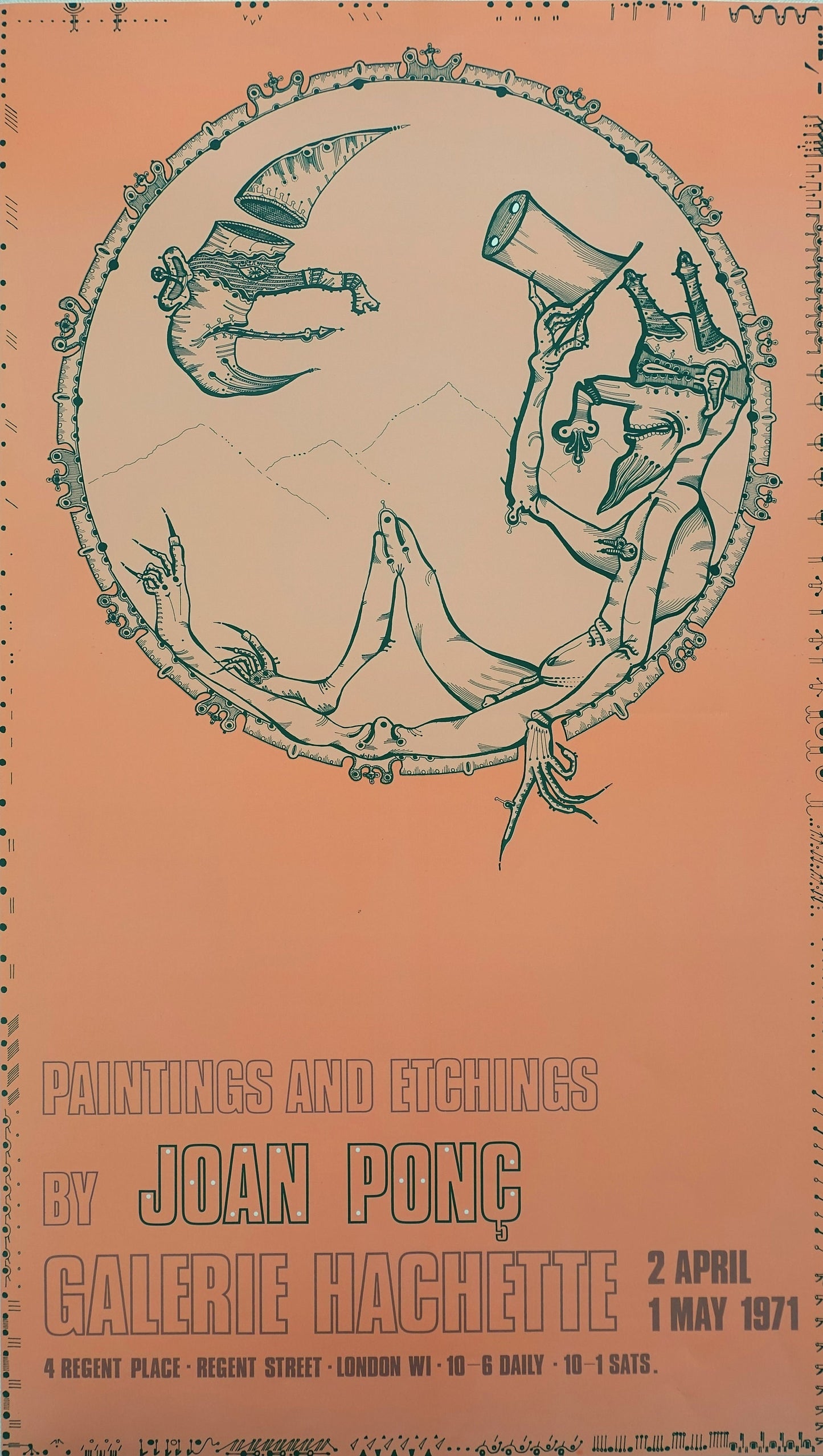 1971 Joan Ponc at Galerie Hachette Art Exhibition Poster - Original Vintage Poster