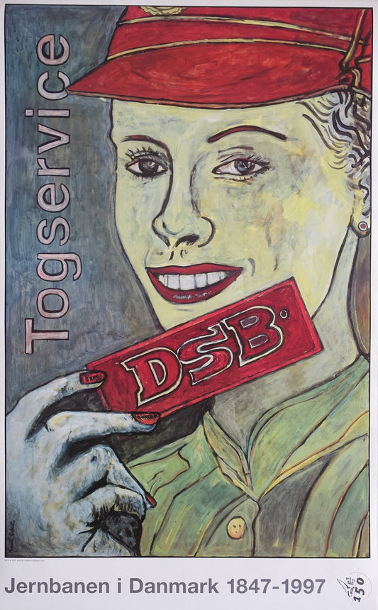 1997 Danish Railways 150th Anniversary by Knud Odde No 4 - Original Vintage Poster