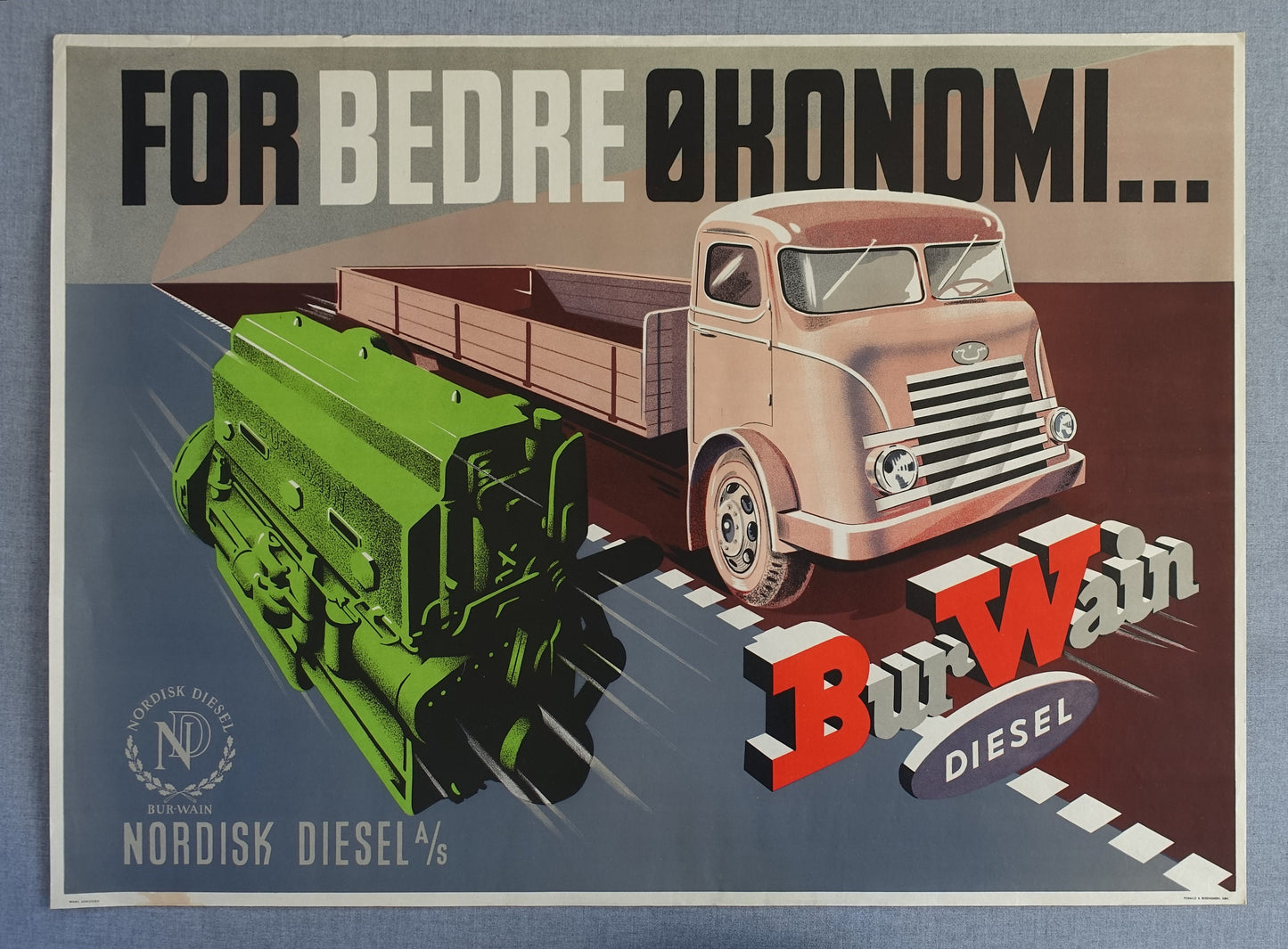 1940s BurWain Motor Advertisement (Denmark) - Original Vintage Poster