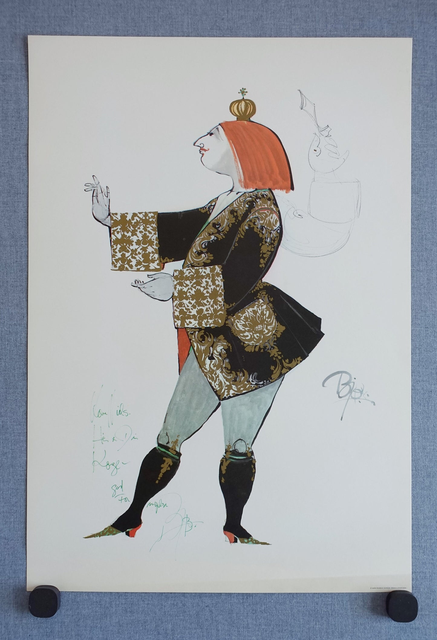 1970s Wiinblad's King from "The Swineherd" Costume Sketch - Original Vintage Poster