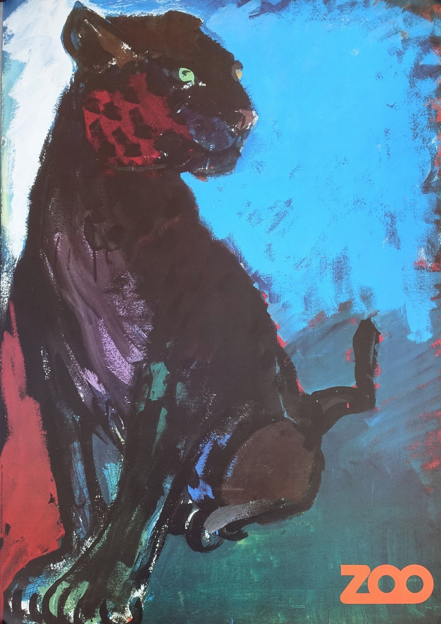 1982 Copenhagen Zoo Panther - Original Vintage Poster