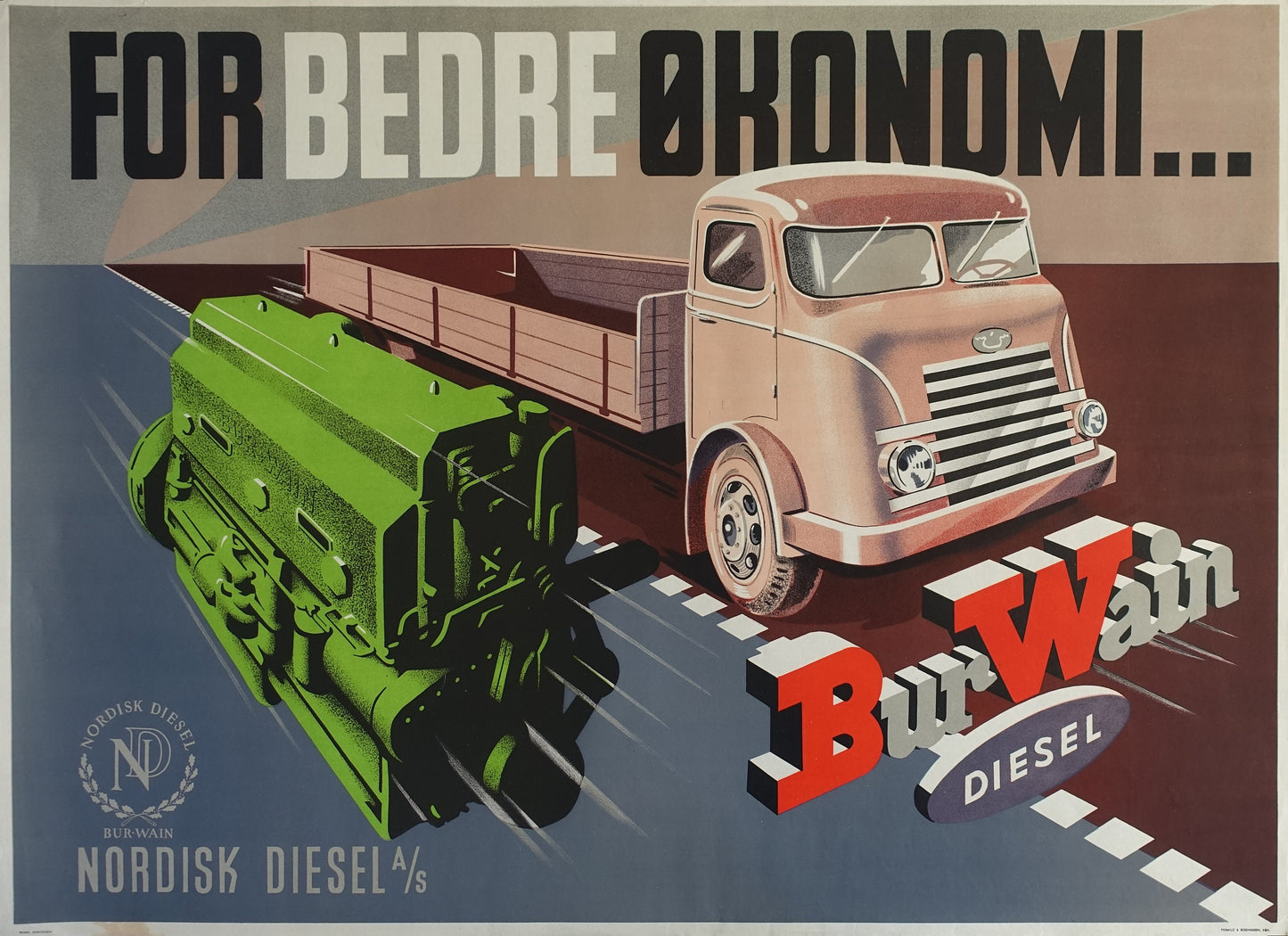 1940s BurWain Motor Advertisement (Denmark) - Original Vintage Poster