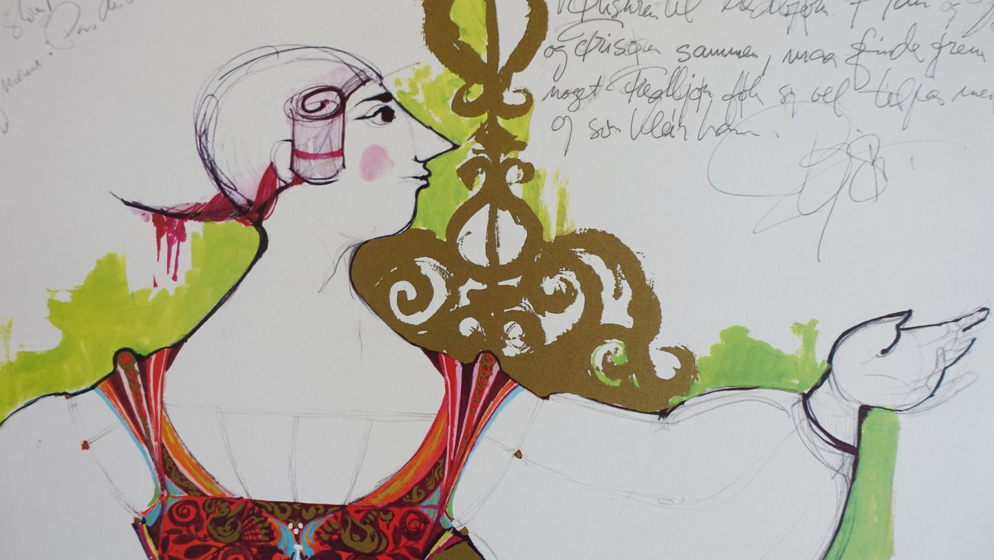 1970s Wiinblad's Prince from The Swineherd Costume Sketch - Original Vintage Poster