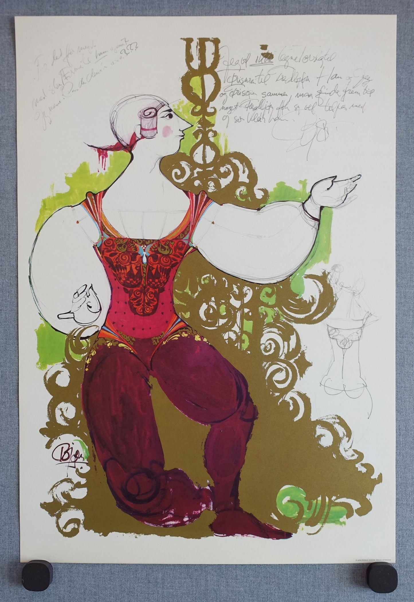 1970s Wiinblad's Prince from The Swineherd Costume Sketch - Original Vintage Poster