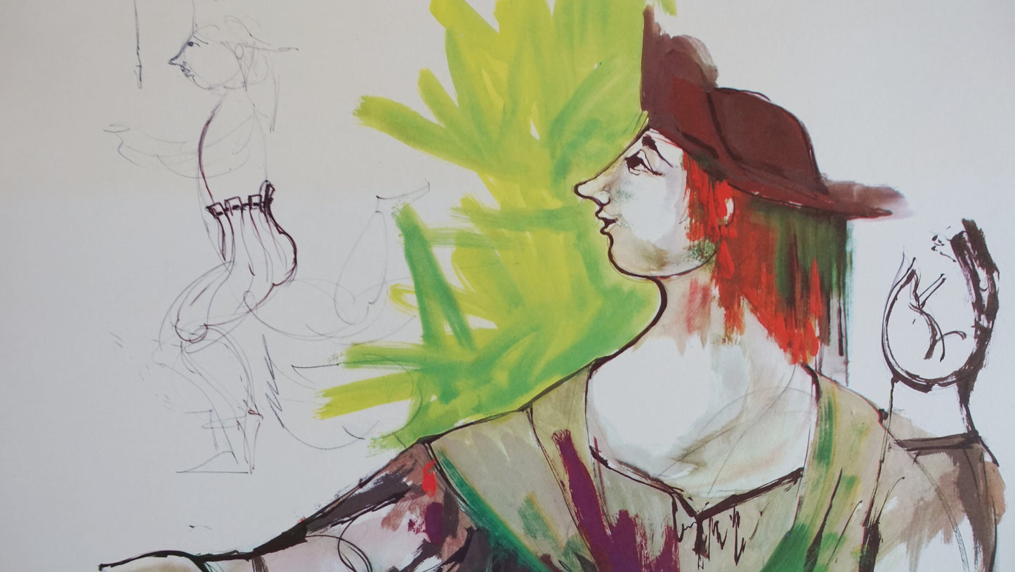 1970s Wiinblad's The Swineherd Costume Sketch - Original Vintage Poster