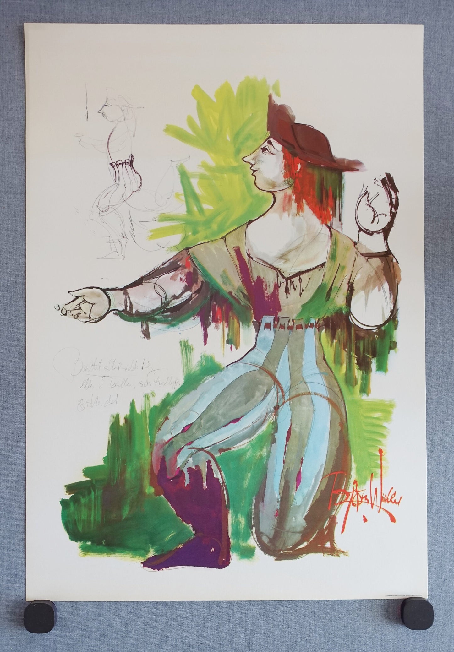1970s Wiinblad's The Swineherd Costume Sketch - Original Vintage Poster