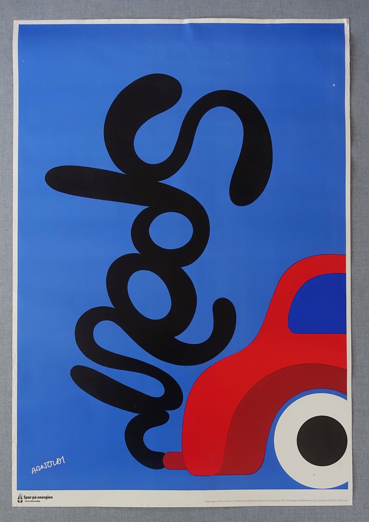 1978 Save Energy Campaign by Per Arnoldi (car) - Original Vintage Poster