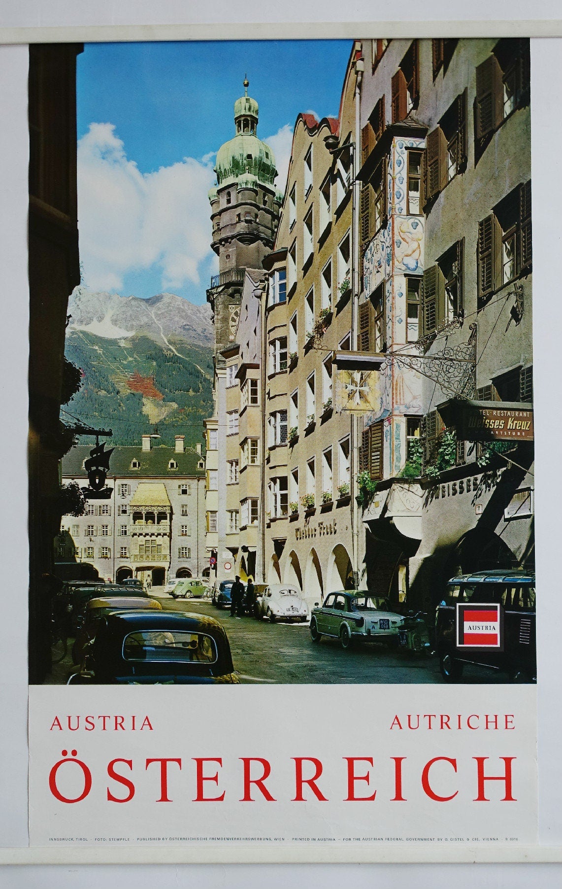 1960s Innsbruck, Tirol - Austria Travel Poster - Original Vintage Poster
