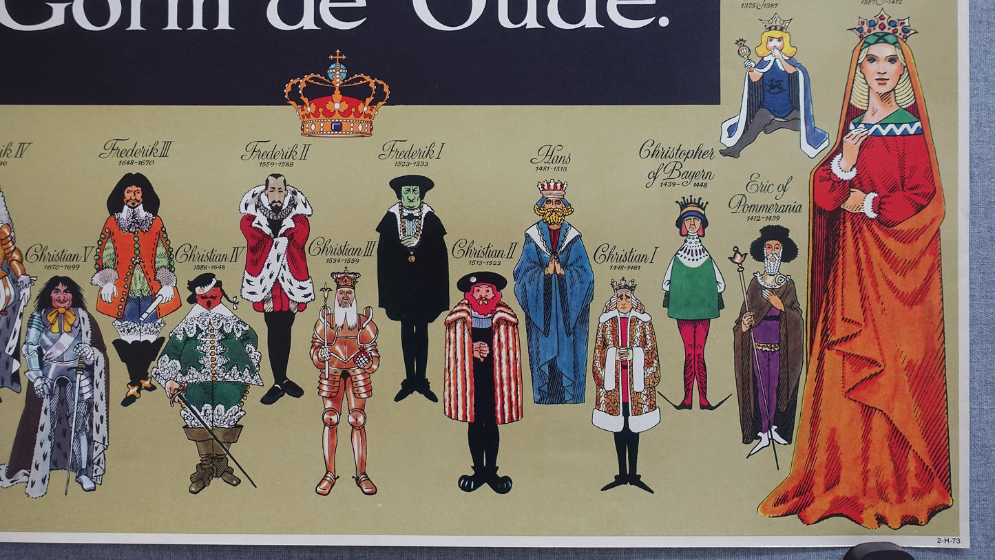 1972 Kings & Queens of Denmark (Dutch) - Original Vintage Poster