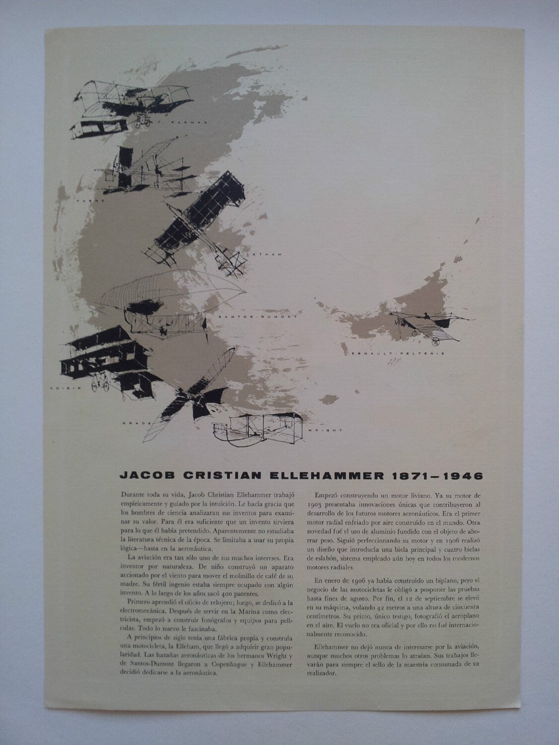 1960 SAS Airlines Poster (Alberto Santos-Dumont) - Original Vintage Poster