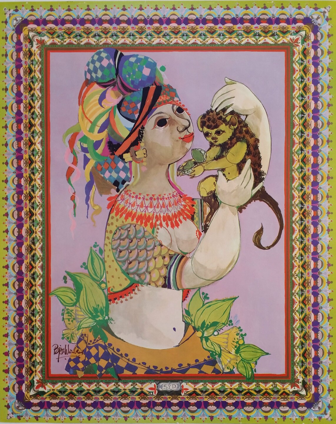 1970 "Lady of the South" by Bjørn Wiinblad - Original Vintage Poster