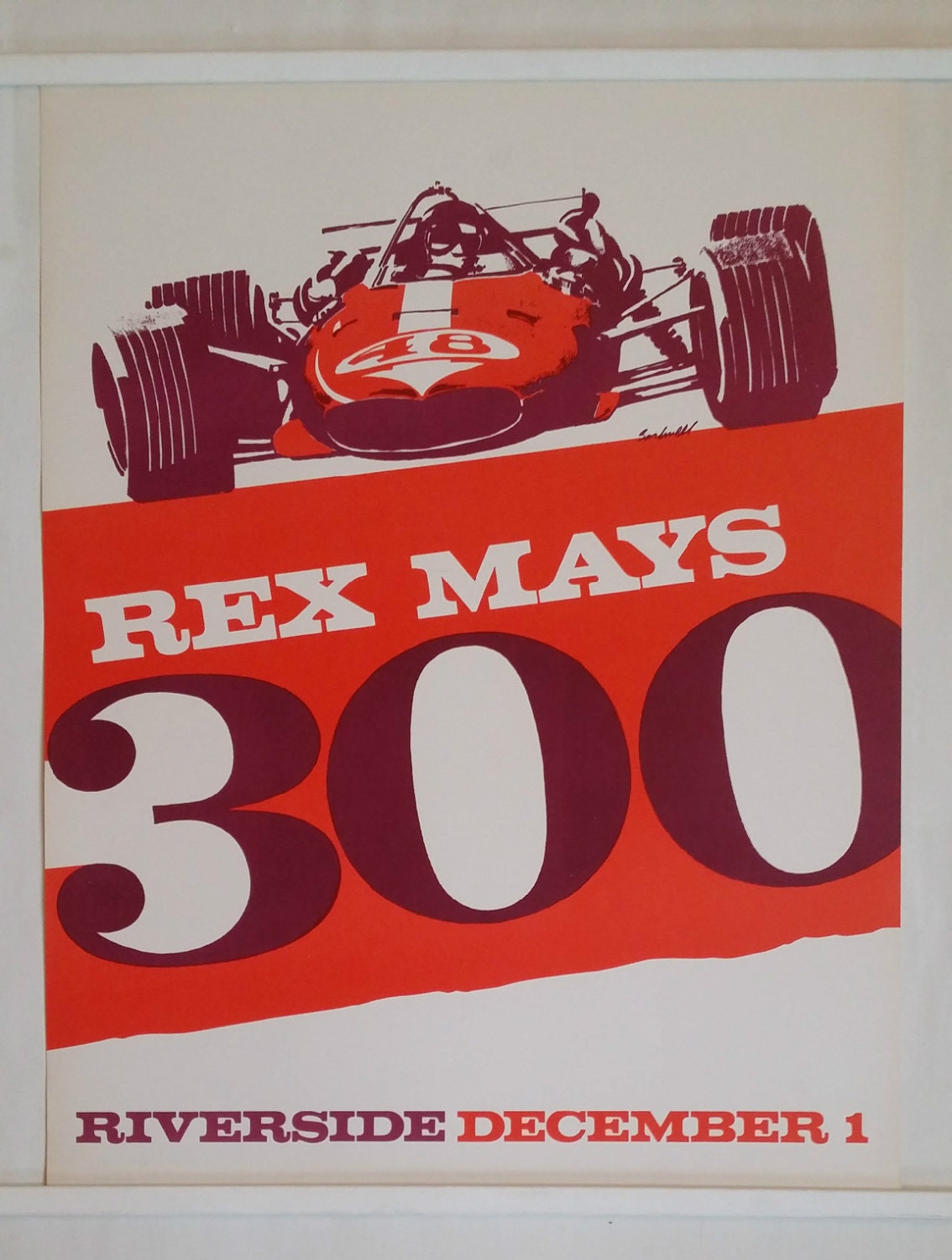 1960s Open Wheel Car Race "REX MAYS 300" - Original Vintage Poster