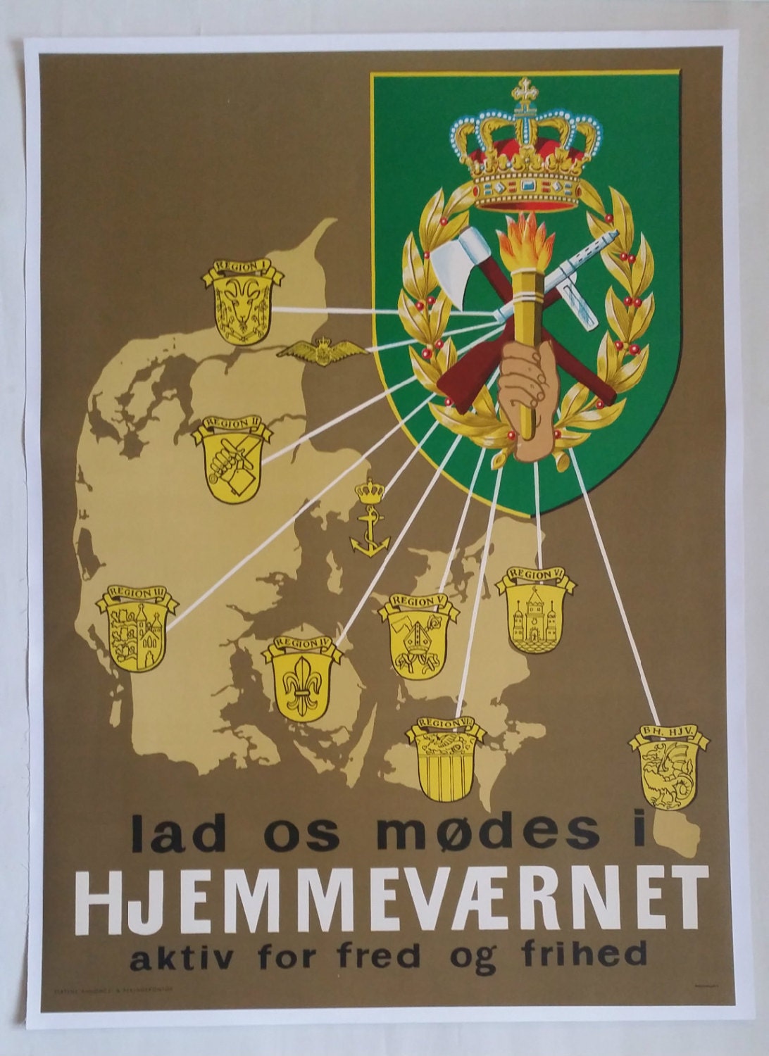 1960s Danish Home Guard Recruitment Poster - Original Vintage Poster
