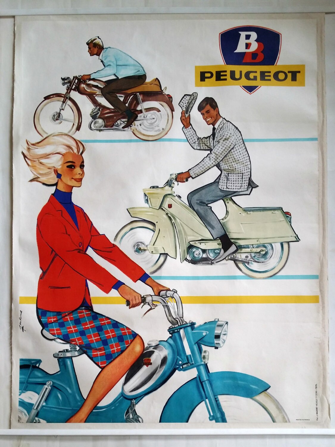 1950s Peugeot Advertisement by Couronne I - Original Vintage Poster