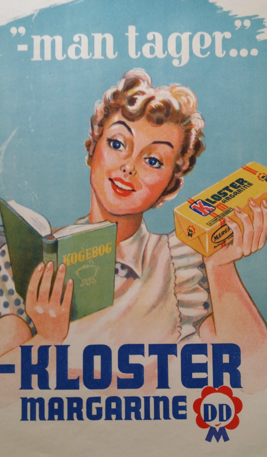 1950s Danish Butter Margarine Advertisement - Kloster Margarine - Original Vintage Poster