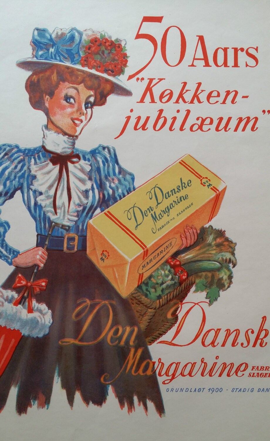 1950 Danish Butter Margarine Advertisement - Den Danske Margarine - Original Vintage Poster