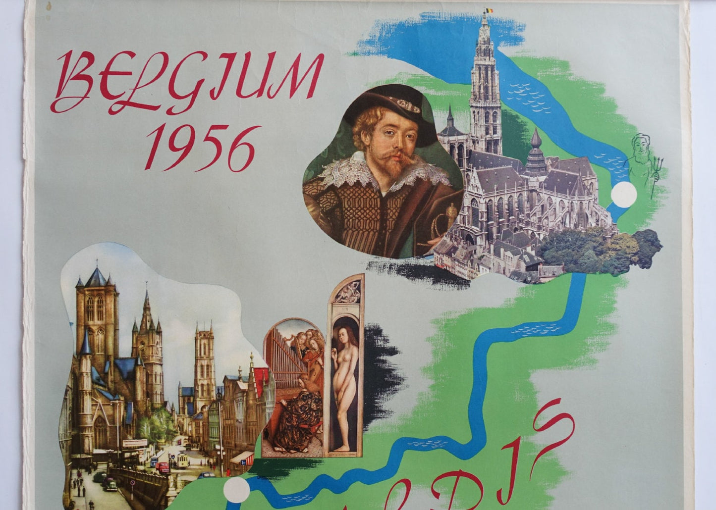 1956 Belgian Travel Poster "Exhibition Art and Civilization" - Original Vintage Poster