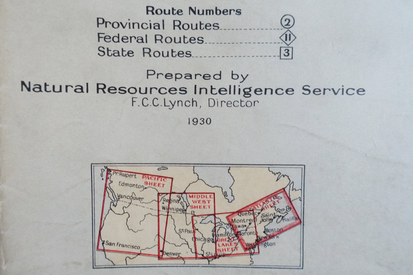 1930 Automobile Roads between USA and Canada - Original Vintage Map