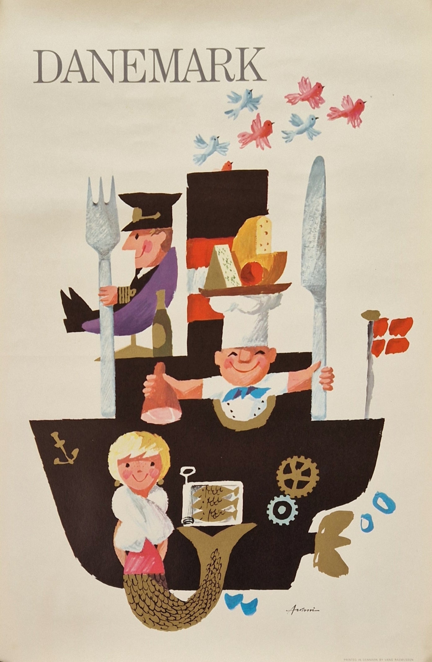 1960s Danish Food by Antoni (small version) - Original Vintage Poster