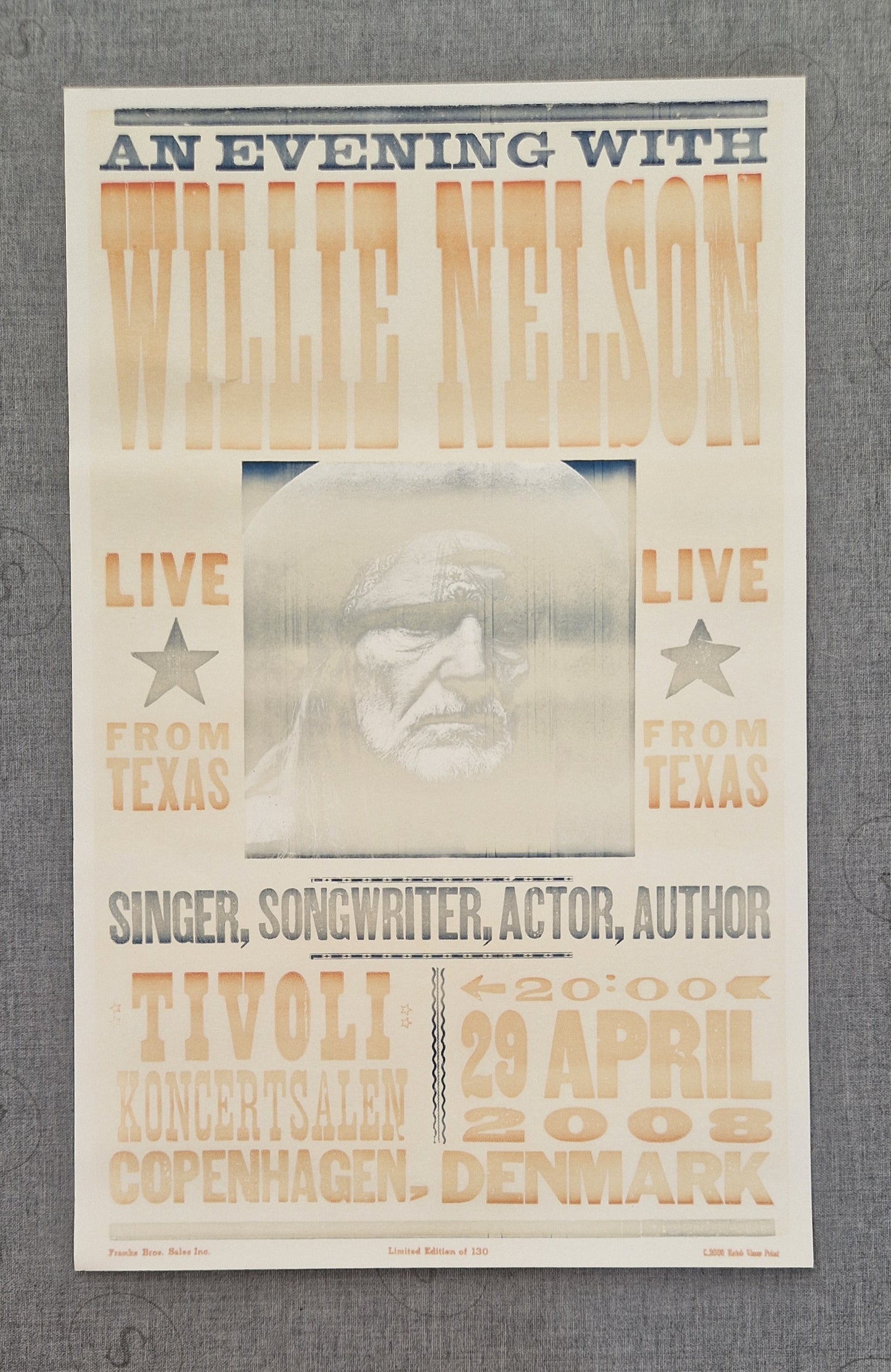 2008 Willie Nelson in Tivoli Gardens Limited edition - Original Vintage Poster